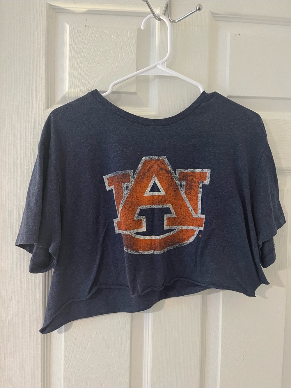 Kids Navy Blue Auburn Logo Cropped Tee